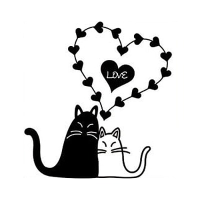 인테리어 시트지 필름 스티커 고양이사랑 (블랙) (48cmX48cm)