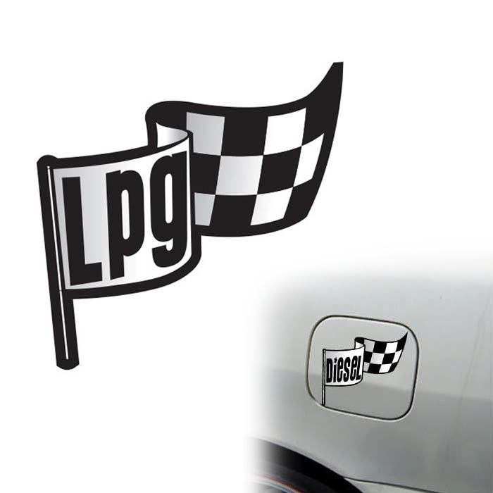 자동차 주유구 데칼스티커 LPG 체크깃발 (10.5cmX10.5cm)