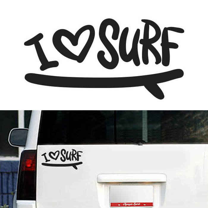 자동차 그래픽스티커 I LOVE SURF 레저 (19cmX9.5cm)